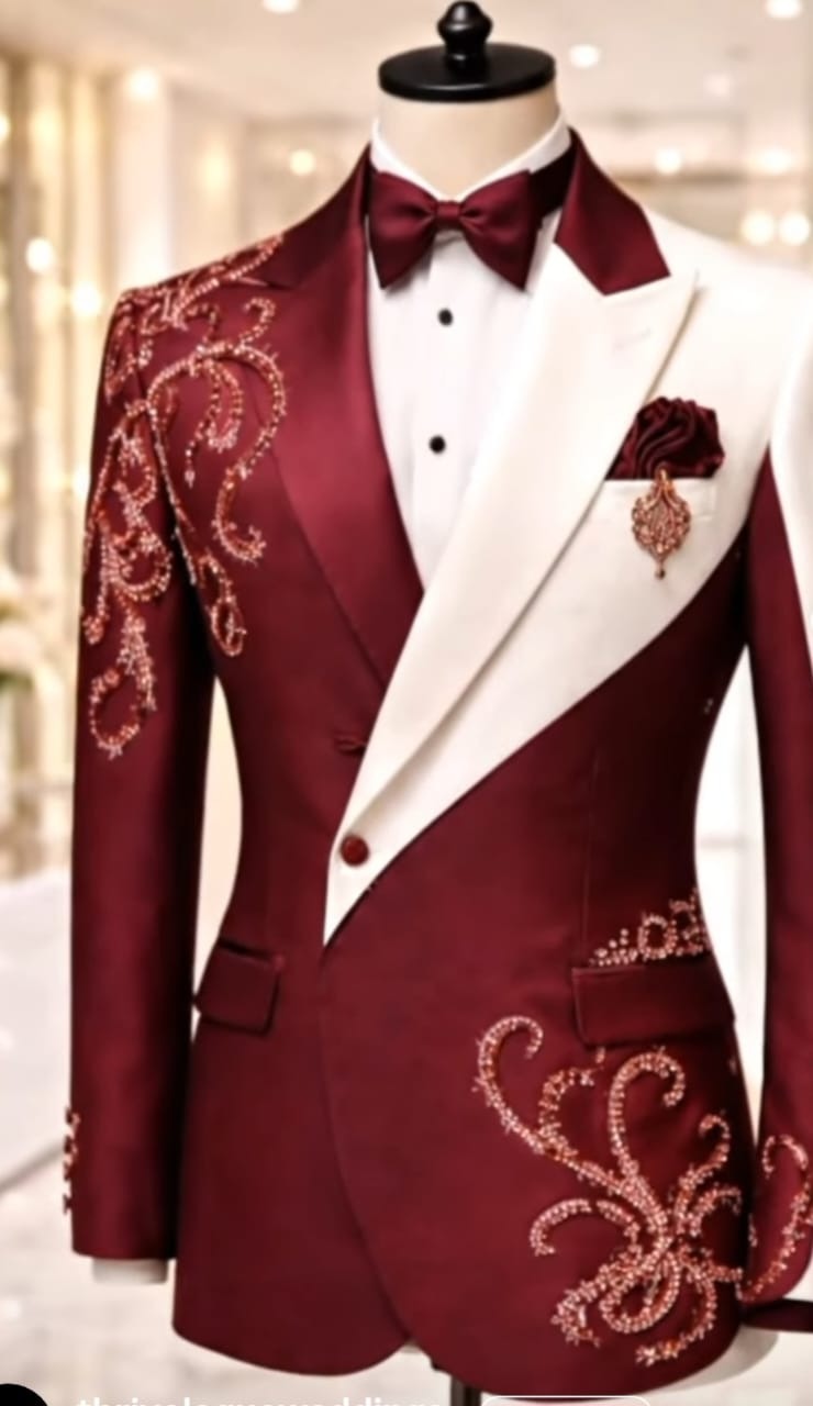 Man lace 4 piece suits with 100% cotton fabric-5
